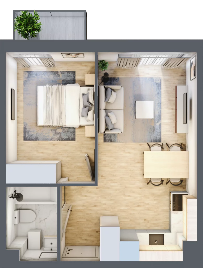 2 pokoje, mieszkanie 36,10 m², piętro 3, oferta nr D.47, Osiedle Maureska, Toruń, Wrzosy, JAR, ul. Konrada Grasera 2 / Strobanda 6