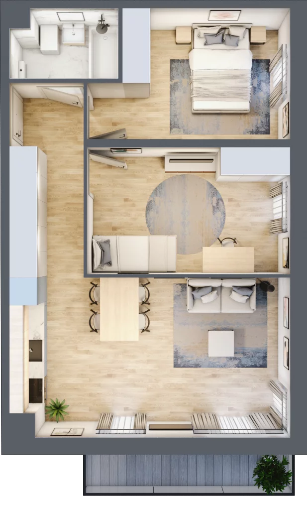 3 pokoje, mieszkanie 55,18 m², piętro 3, oferta nr D.19, Osiedle Maureska, Toruń, Wrzosy, JAR, ul. Konrada Grasera 2 / Strobanda 6