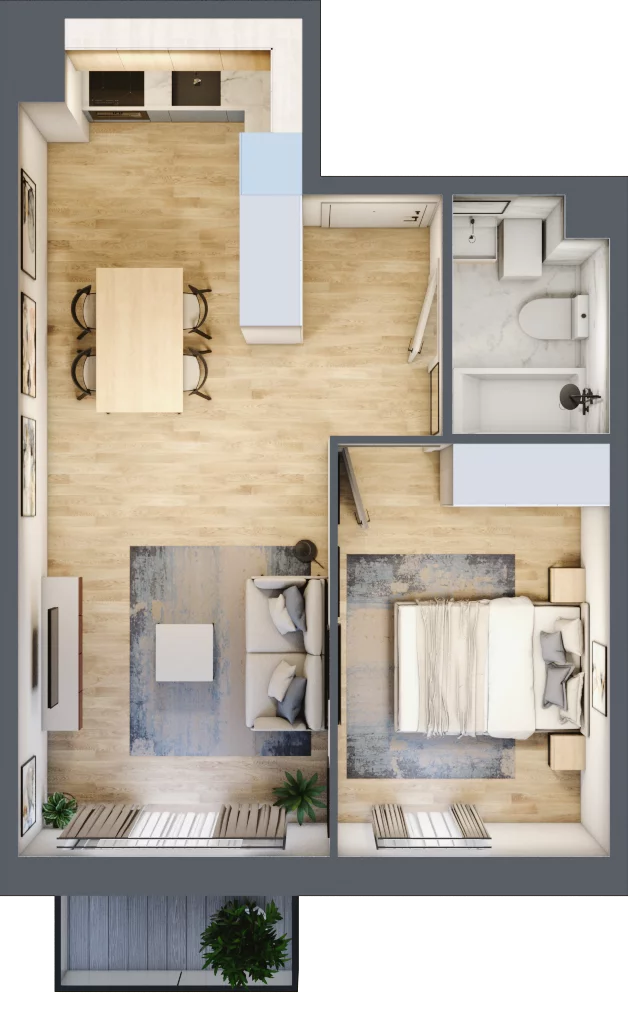 2 pokoje, mieszkanie 39,50 m², piętro 2, oferta nr D.11, Osiedle Maureska, Toruń, Wrzosy, JAR, ul. Konrada Grasera 2 / Strobanda 6