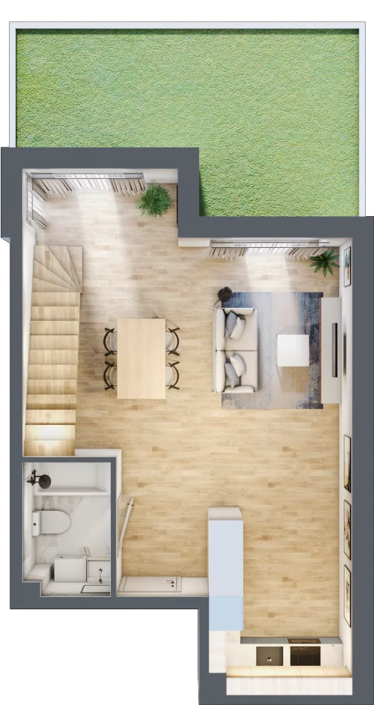 1 pokój, mieszkanie 73,92 m², parter, oferta nr D.26, Osiedle Maureska, Toruń, Wrzosy, JAR, ul. Konrada Grasera 2 / Strobanda 6