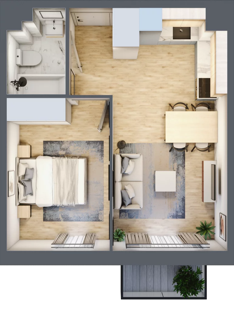 2 pokoje, mieszkanie 35,47 m², piętro 3, oferta nr D.44, Osiedle Maureska, Toruń, Wrzosy, JAR, ul. Konrada Grasera 2 / Strobanda 6