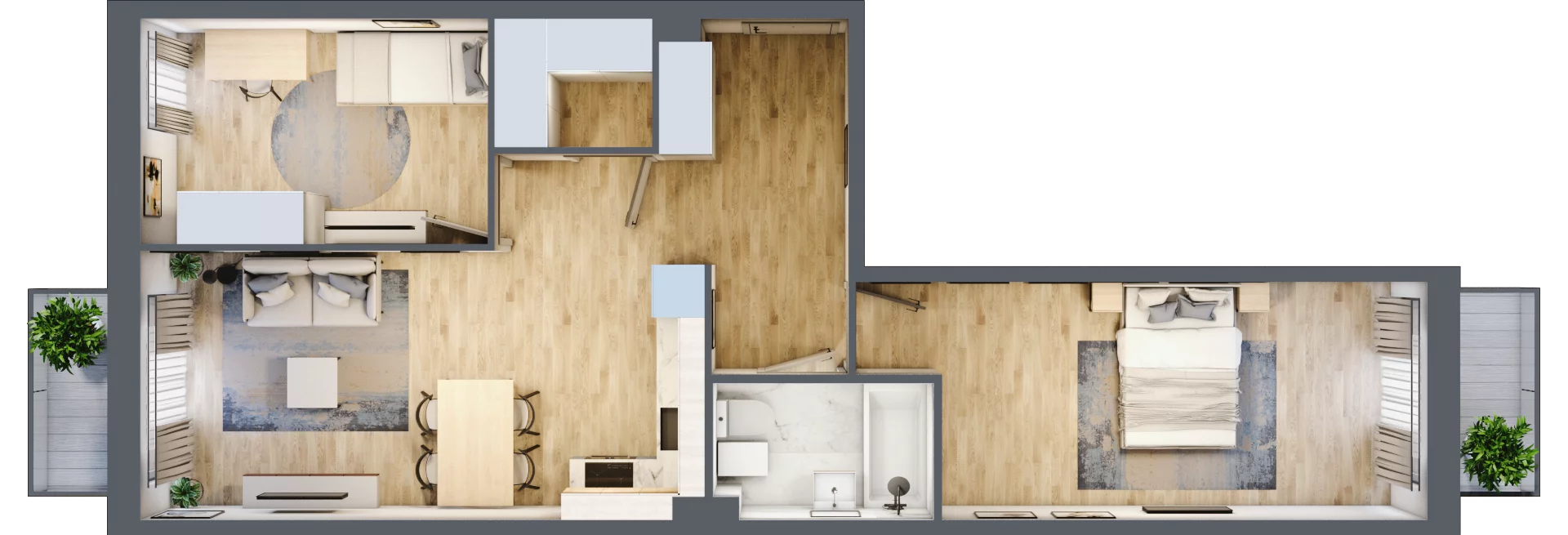 3 pokoje, mieszkanie 61,52 m², piętro 1, oferta nr D.5, Osiedle Maureska, Toruń, Wrzosy, JAR, ul. Konrada Grasera 2 / Strobanda 6