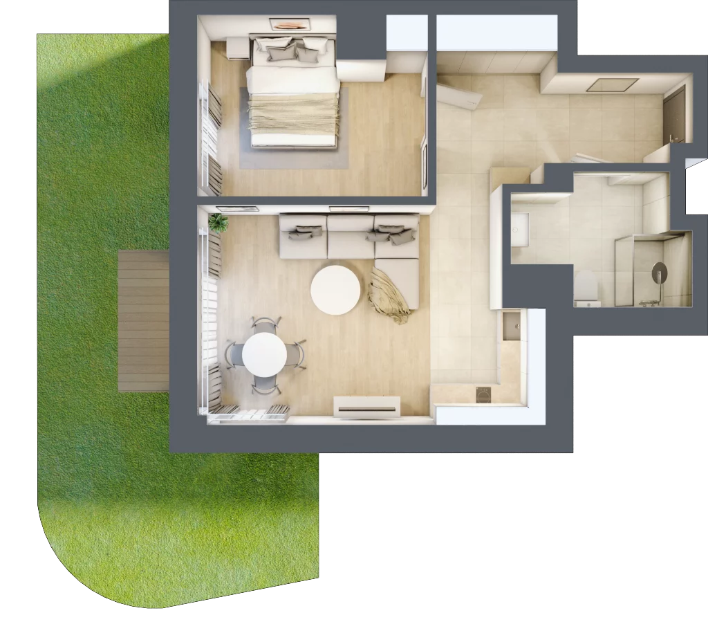 2 pokoje, lokal inwestycyjny 46,16 m², parter, oferta nr A1.09, Aquamarina 3, Międzyzdroje, ul. Gryfa Pomorskiego 80 b