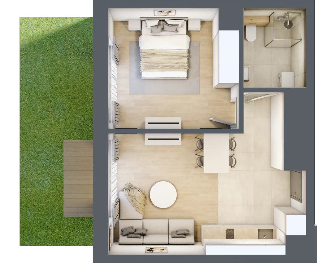 2 pokoje, lokal inwestycyjny 41,66 m², parter, oferta nr A1.08, Aquamarina 3, Międzyzdroje, ul. Gryfa Pomorskiego 80 b
