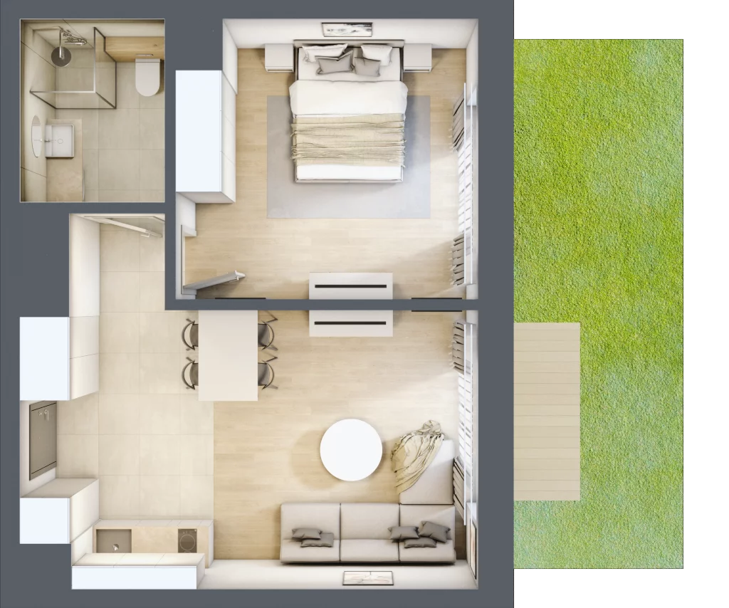 2 pokoje, lokal inwestycyjny 42,37 m², parter, oferta nr B1.08, Aquamarina 3, Międzyzdroje, ul. Gryfa Pomorskiego 80 b