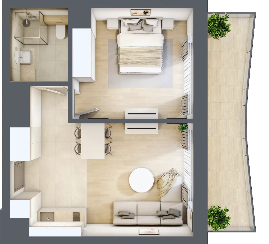 2 pokoje, lokal inwestycyjny 42,41 m², piętro 1, oferta nr B2.07, Aquamarina 3, Międzyzdroje, ul. Gryfa Pomorskiego 80 b