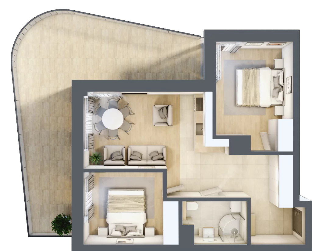 3 pokoje, lokal inwestycyjny 53,98 m², piętro 1, oferta nr C2.04, Aquamarina 3, Międzyzdroje, ul. Gryfa Pomorskiego 80 b