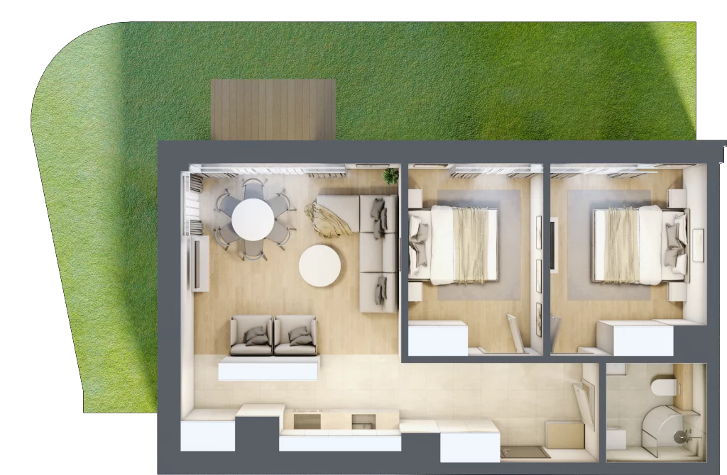 3 pokoje, lokal inwestycyjny 59,33 m², parter, oferta nr C1.02, Aquamarina 3, Międzyzdroje, ul. Gryfa Pomorskiego 80 b