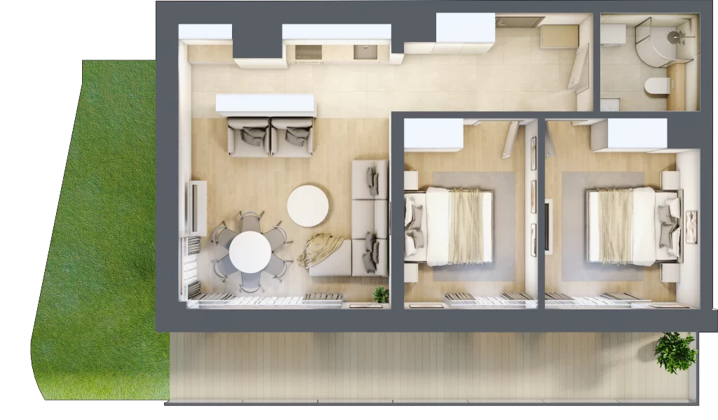 3 pokoje, lokal inwestycyjny 58,34 m², parter, oferta nr D1.02, Aquamarina 3, Międzyzdroje, ul. Gryfa Pomorskiego 80 b