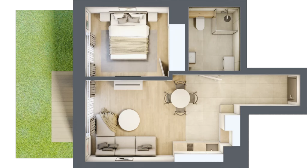 2 pokoje, lokal inwestycyjny 37,21 m², parter, oferta nr D1.05, Aquamarina 3, Międzyzdroje, ul. Gryfa Pomorskiego 80 b