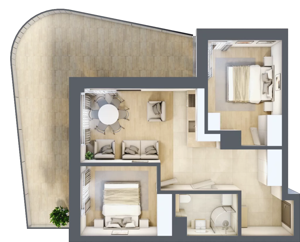 3 pokoje, lokal inwestycyjny 53,97 m², piętro 1, oferta nr D2.09, Aquamarina 3, Międzyzdroje, ul. Gryfa Pomorskiego 80 b
