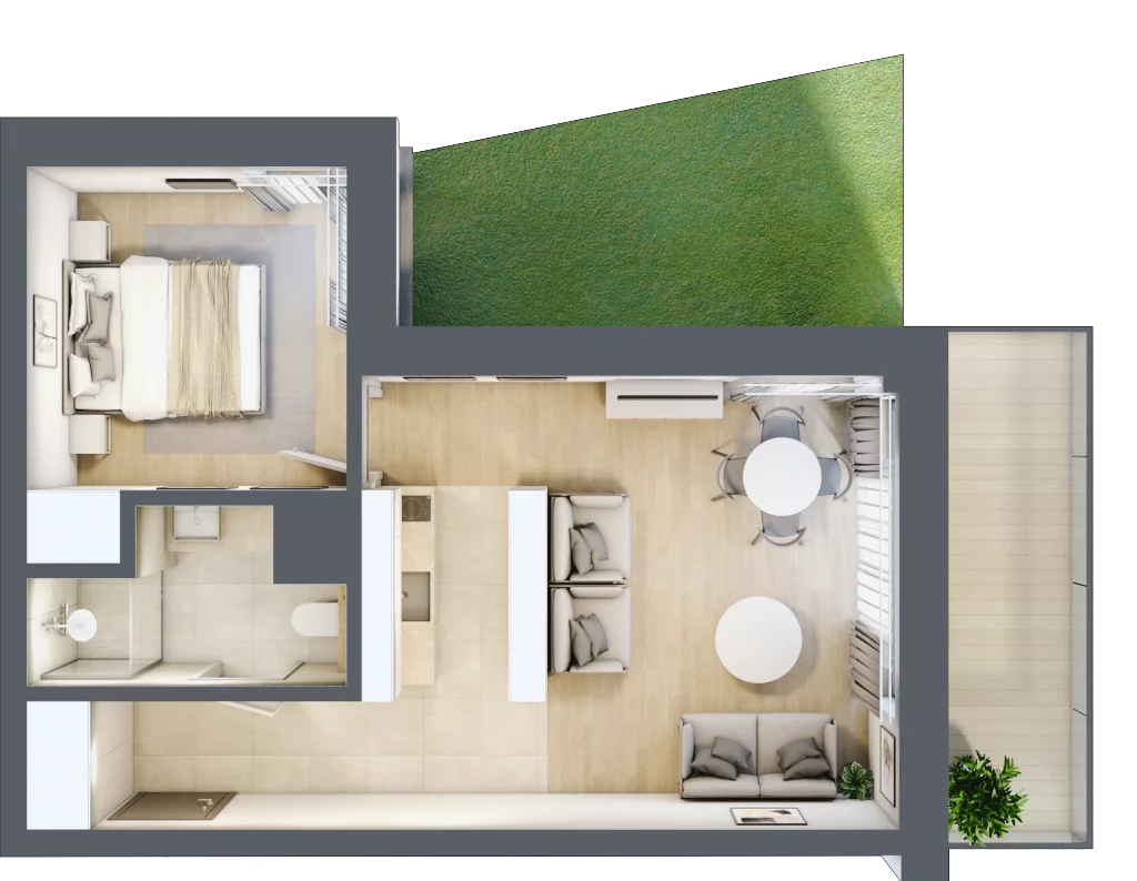 2 pokoje, lokal inwestycyjny 40,09 m², parter, oferta nr D1.09, Aquamarina 3, Międzyzdroje, ul. Gryfa Pomorskiego 80 b