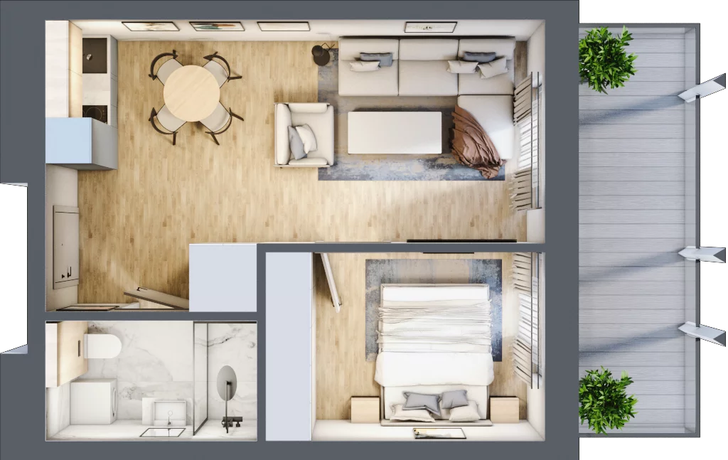 2 pokoje, apartament inwestycyjny 35,31 m², piętro 1, oferta nr C.112, Perłowa Przystań Sianożęty etap III, Sianożęty, ul. Sztormowa