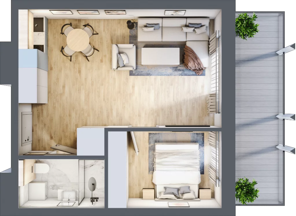 2 pokoje, apartament inwestycyjny 41,22 m², piętro 2, oferta nr C.201, Perłowa Przystań Sianożęty etap III, Sianożęty, ul. Sztormowa
