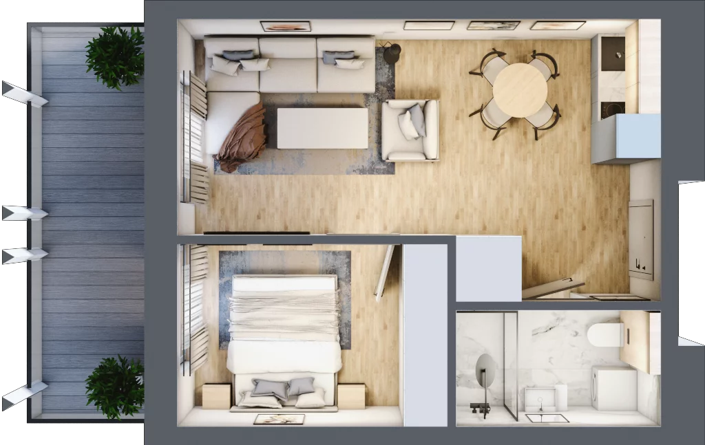 2 pokoje, apartament inwestycyjny 35,31 m², piętro 2, oferta nr C.208, Perłowa Przystań Sianożęty etap III, Sianożęty, ul. Sztormowa