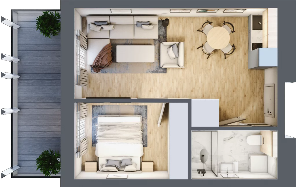 2 pokoje, apartament inwestycyjny 35,31 m², piętro 2, oferta nr C.205, Perłowa Przystań Sianożęty etap III, Sianożęty, ul. Sztormowa