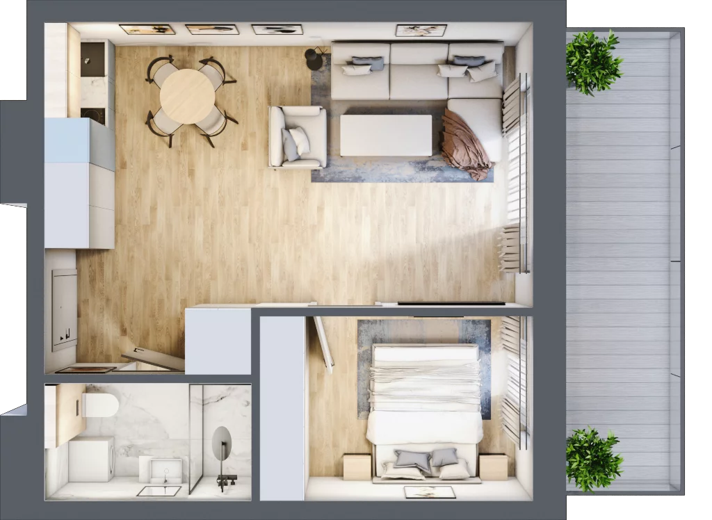 2 pokoje, apartament inwestycyjny 41,22 m², piętro 3, oferta nr C.301, Perłowa Przystań Sianożęty etap III, Sianożęty, ul. Sztormowa