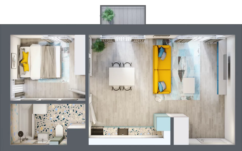 2 pokoje, mieszkanie 46,27 m², piętro 1, oferta nr C.86, Apartamenty Dębowa, Łódź, Górna, Górniak, ul. Dębowa 1