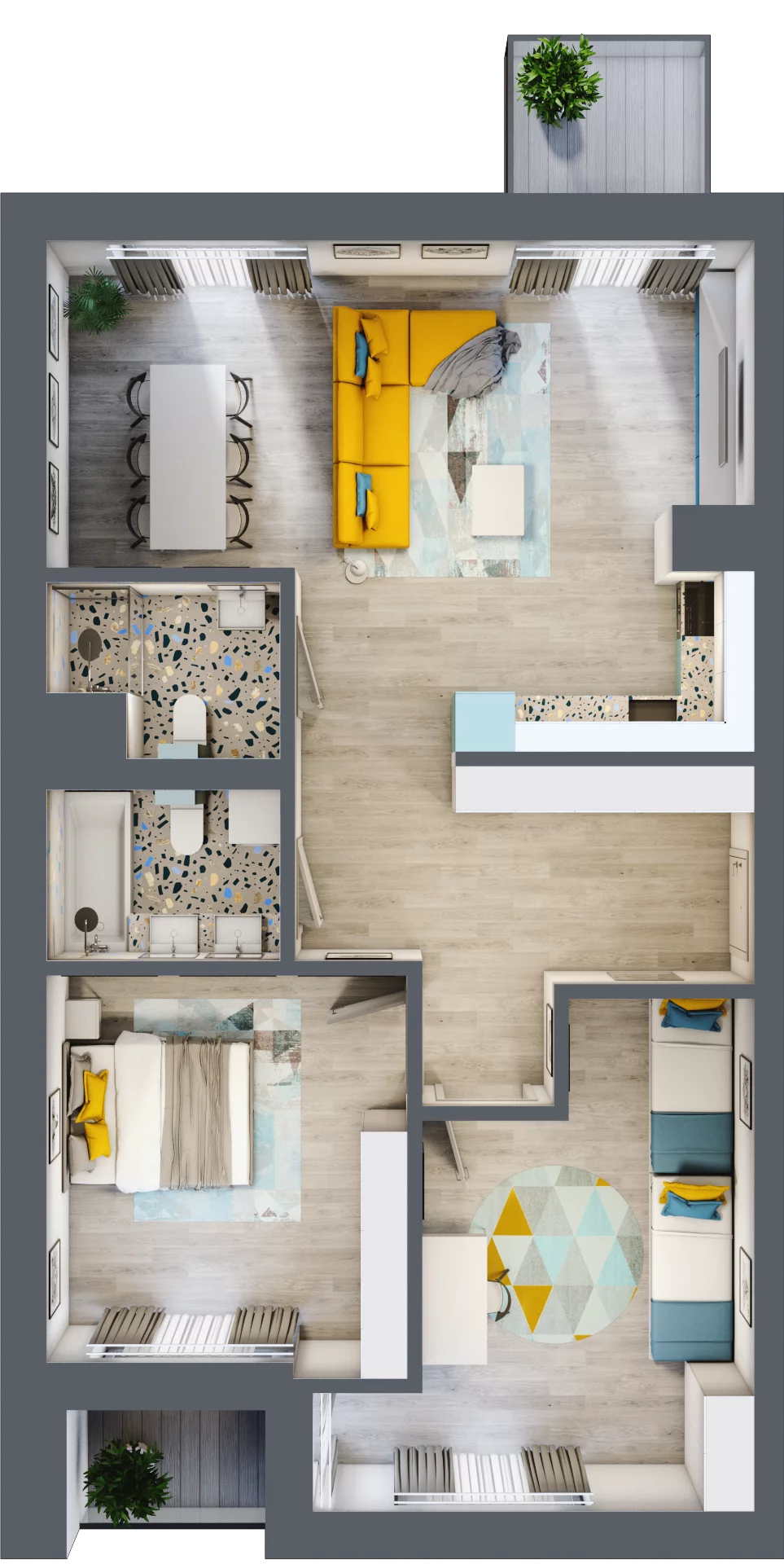 3 pokoje, mieszkanie 81,34 m², piętro 2, oferta nr C.103, Apartamenty Dębowa, Łódź, Górna, Górniak, ul. Dębowa 1