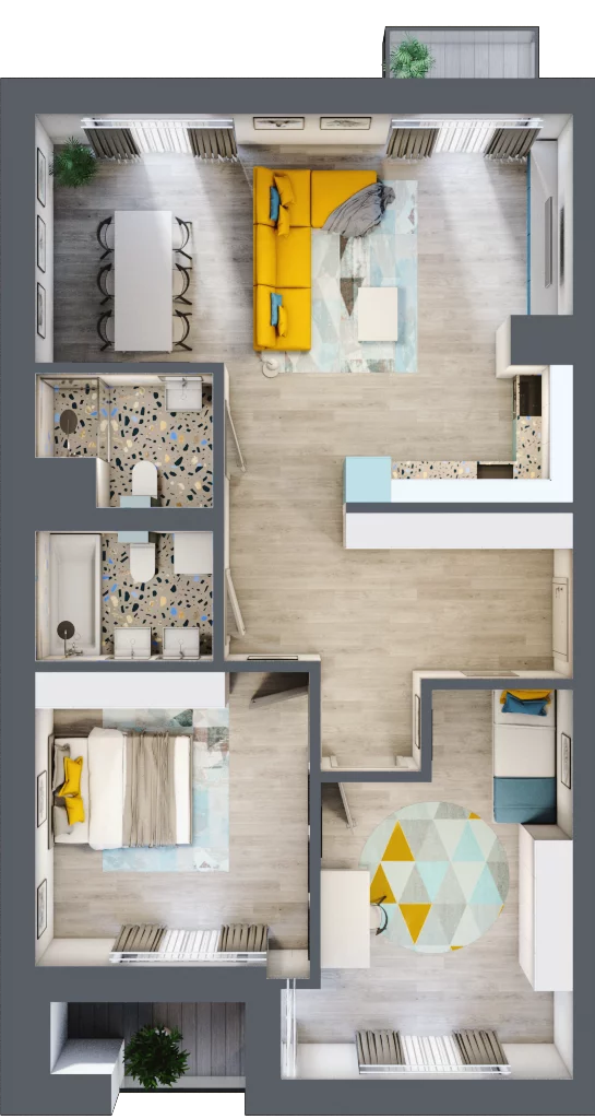 3 pokoje, mieszkanie 80,37 m², piętro 3, oferta nr C.114, Apartamenty Dębowa, Łódź, Górna, Górniak, ul. Dębowa 1