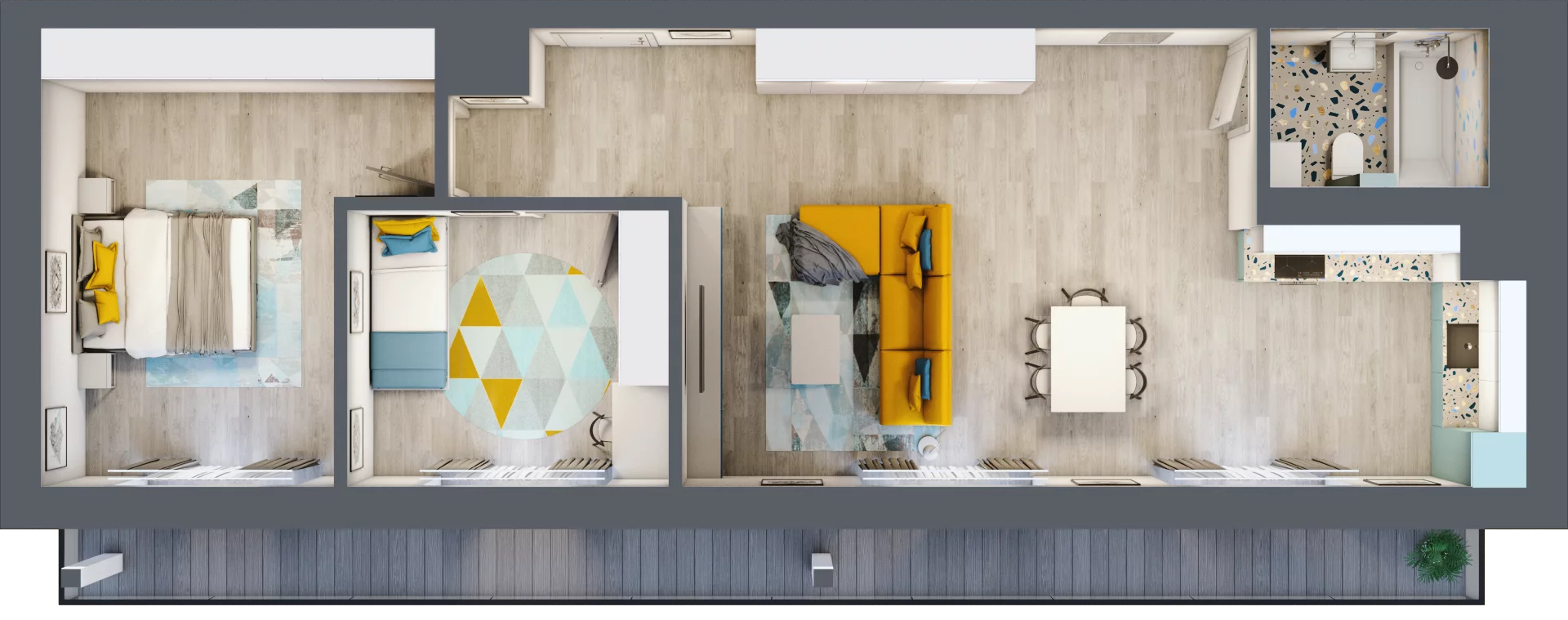 3 pokoje, mieszkanie 74,75 m², piętro 5, oferta nr C.129, Apartamenty Dębowa, Łódź, Górna, Górniak, ul. Dębowa 1