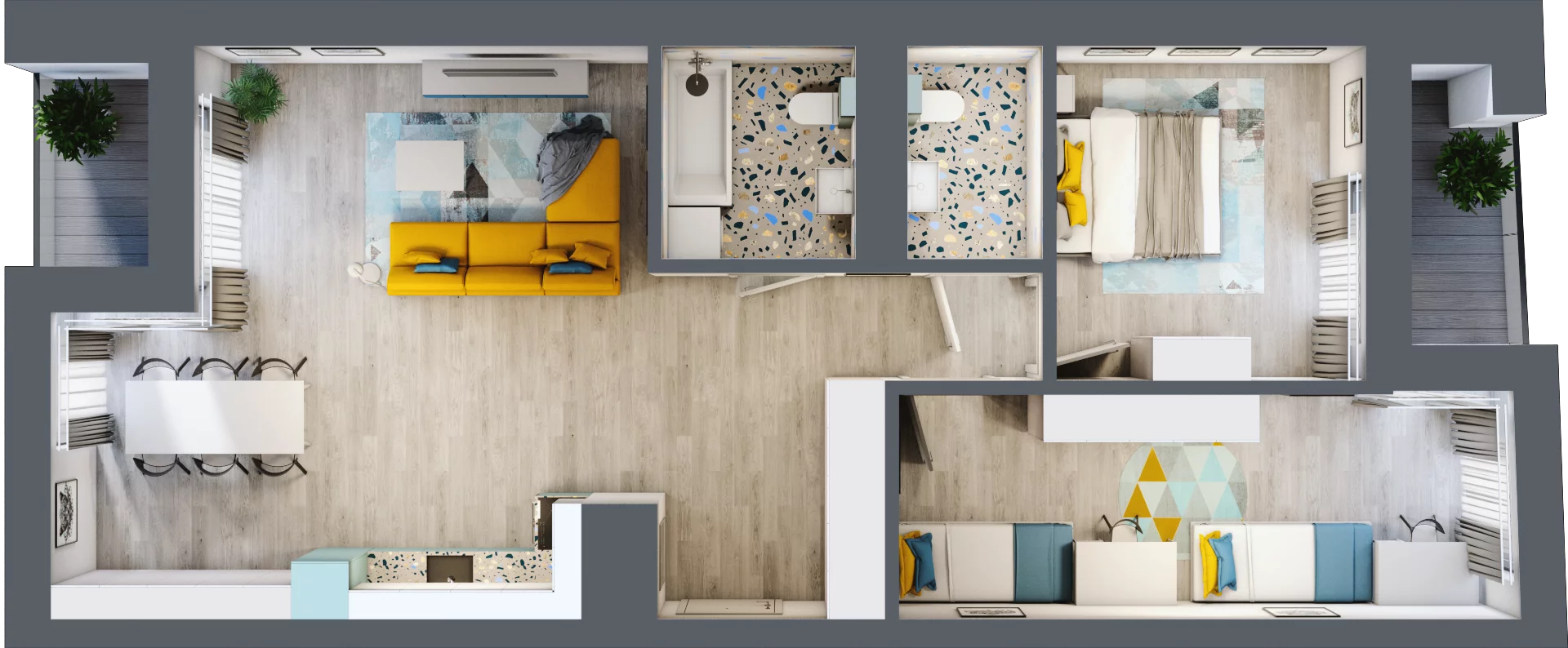 3 pokoje, mieszkanie 76,44 m², piętro 1, oferta nr A.1, Apartamenty Dębowa, Łódź, Górna, Górniak, ul. Dębowa 1