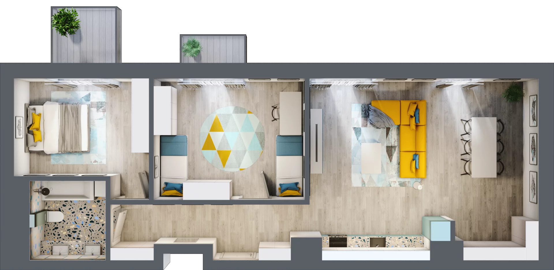 3 pokoje, mieszkanie 83,50 m², piętro 5, oferta nr C.128, Apartamenty Dębowa, Łódź, Górna, Górniak, ul. Dębowa 1