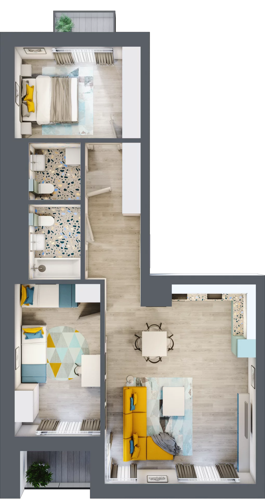 3 pokoje, mieszkanie 73,74 m², piętro 1, oferta nr A.6, Apartamenty Dębowa, Łódź, Górna, Górniak, ul. Dębowa 1