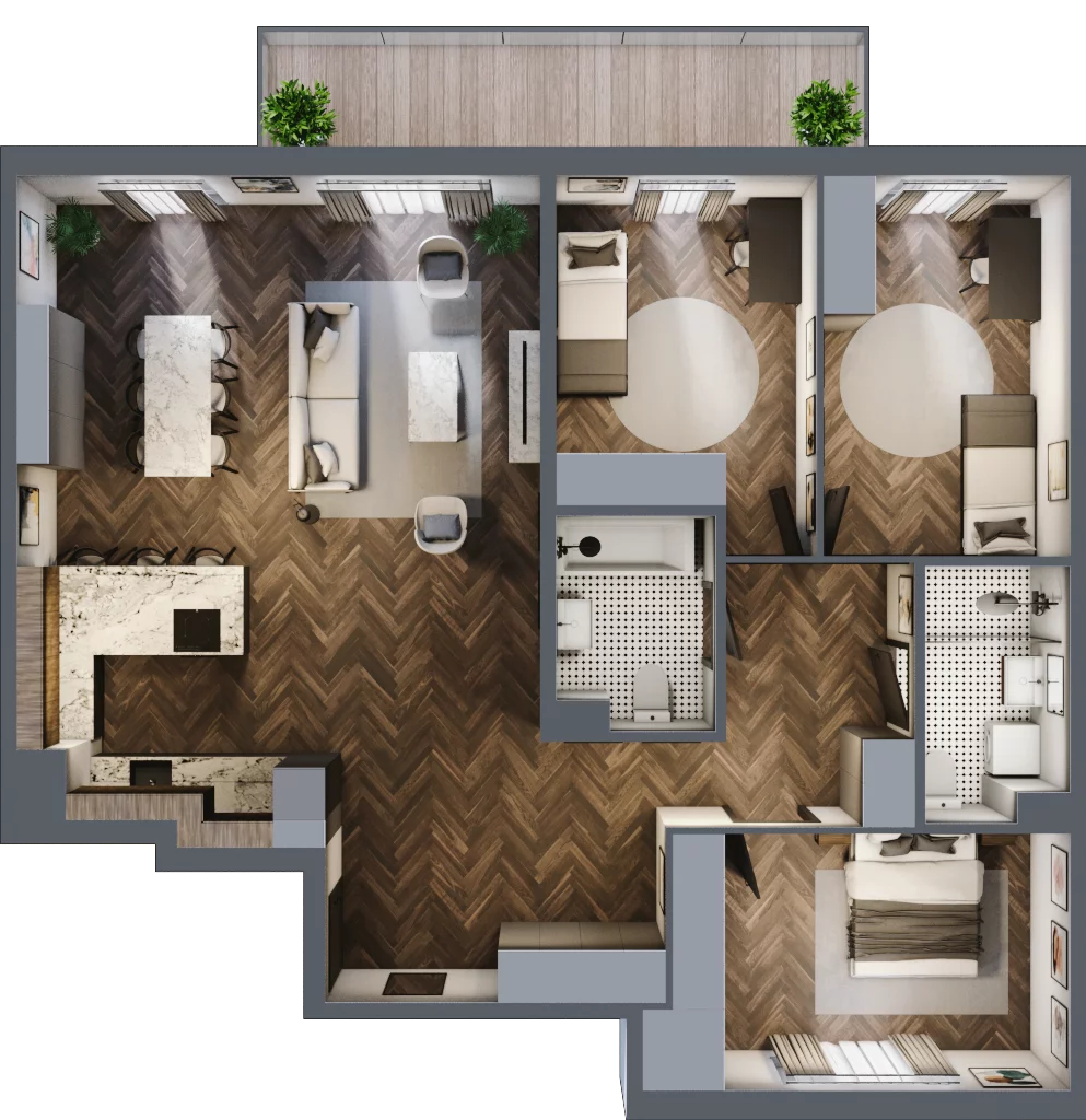 4 pokoje, mieszkanie 109,24 m², piętro 1, oferta nr C036, Zielono MI II, Warszawa, Mokotów, Siekierki, ul. Polska 10