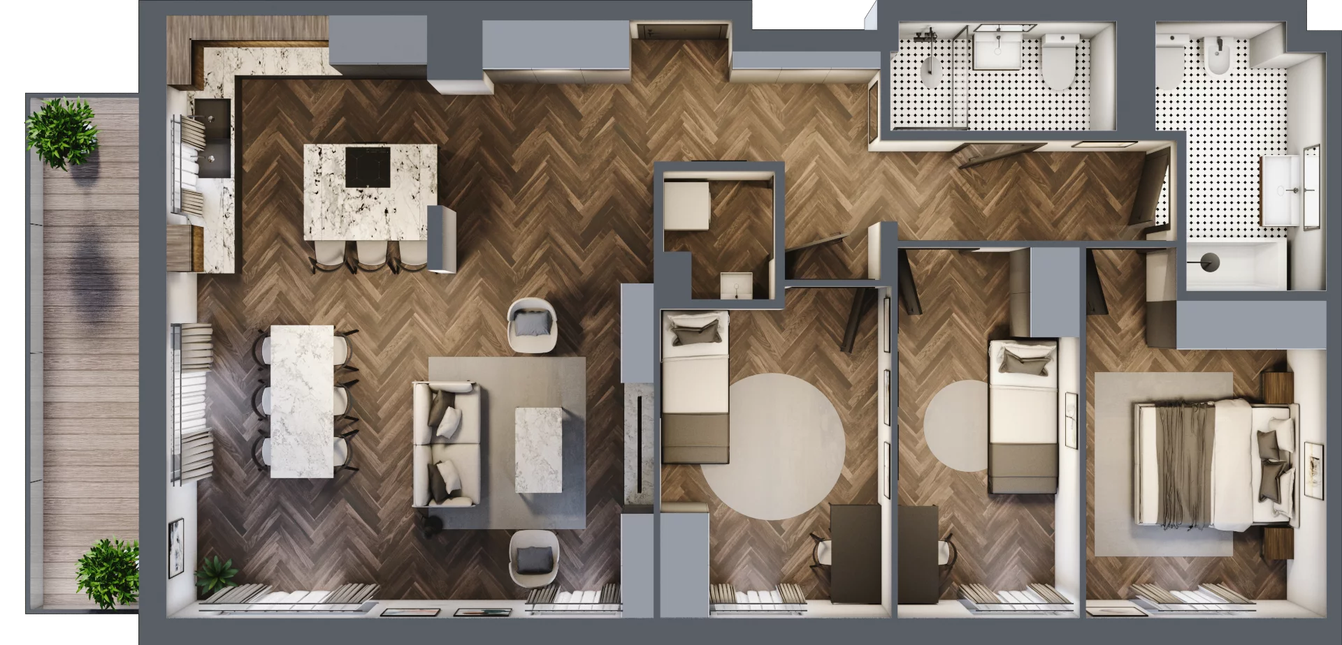 4 pokoje, mieszkanie 98,56 m², piętro 2, oferta nr D010, Zielono MI II, Warszawa, Mokotów, Siekierki, ul. Polska 10