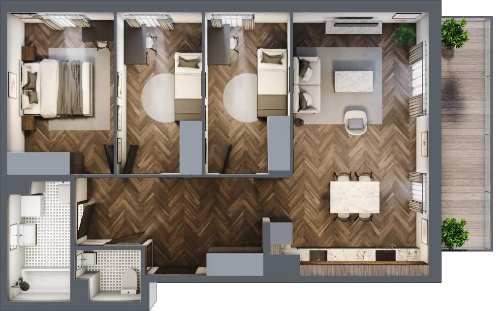 4 pokoje, mieszkanie 80,53 m², piętro 1, oferta nr D008, Zielono MI II, Warszawa, Mokotów, Siekierki, ul. Polska 10