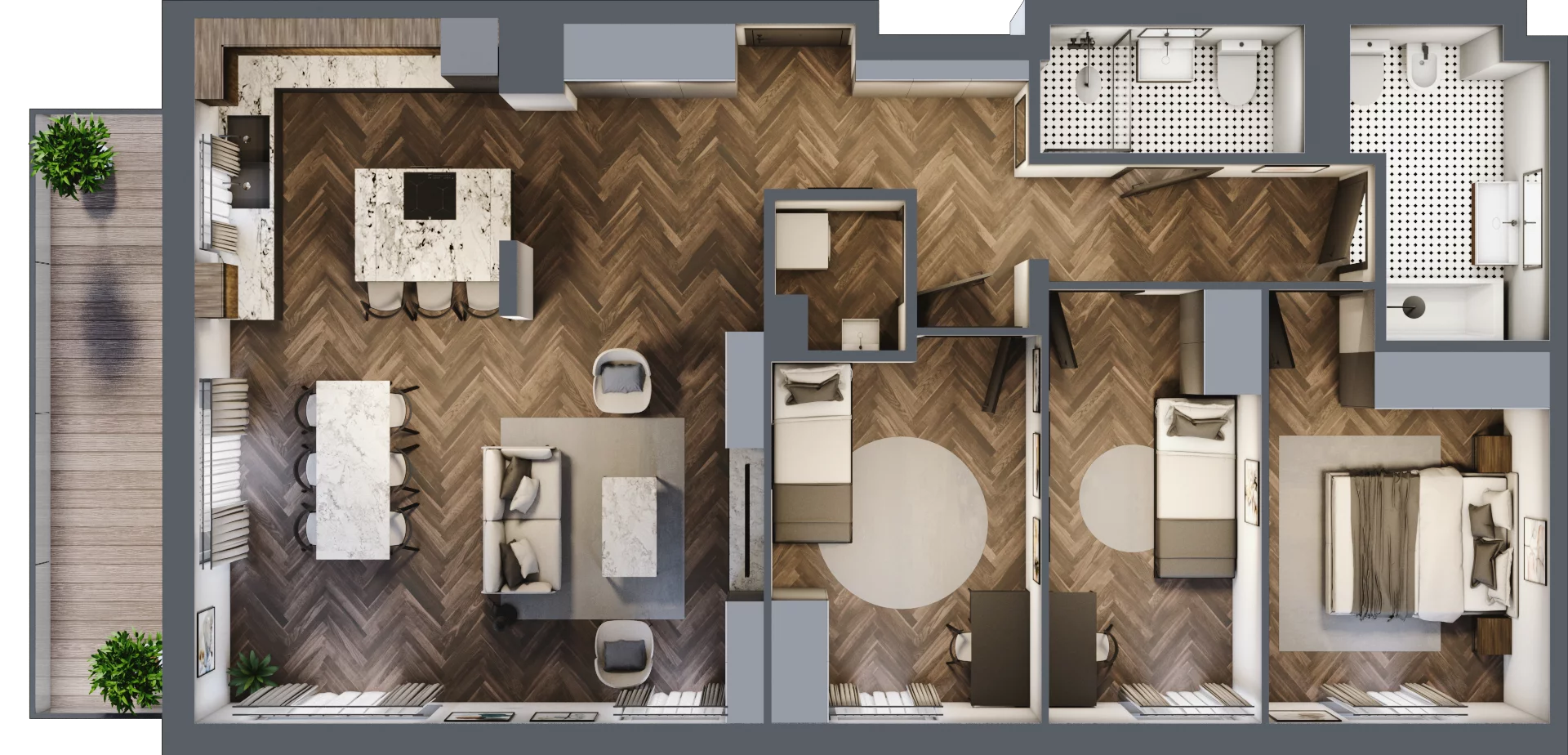 4 pokoje, mieszkanie 98,56 m², piętro 1, oferta nr D006, Zielono MI II, Warszawa, Mokotów, Siekierki, ul. Polska 10
