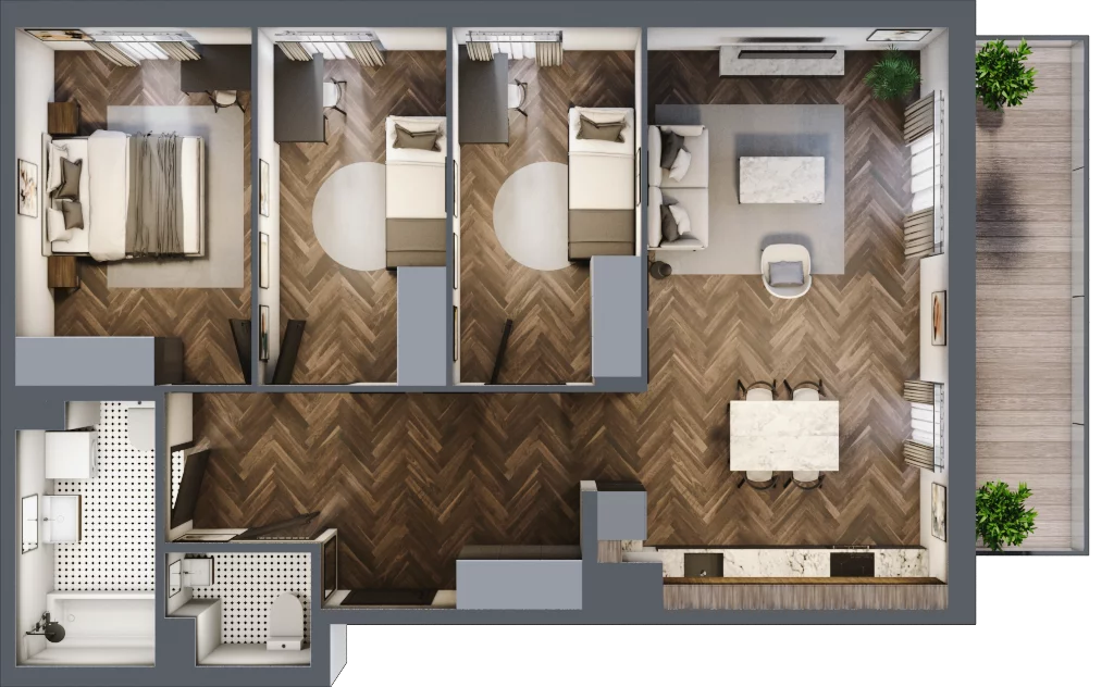 4 pokoje, mieszkanie 80,53 m², piętro 2, oferta nr D012, Zielono MI II, Warszawa, Mokotów, Siekierki, ul. Polska 10
