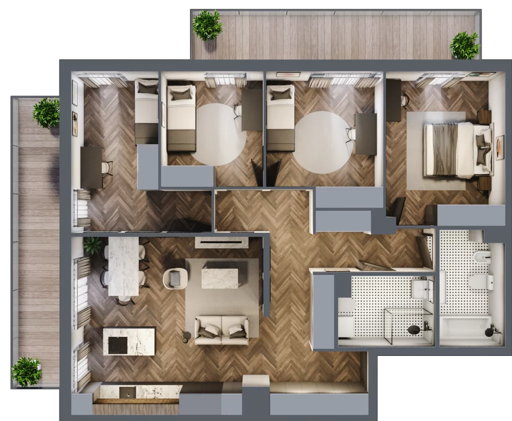 5 pokoi, mieszkanie 108,02 m², piętro 2, oferta nr D009, Zielono MI II, Warszawa, Mokotów, Siekierki, ul. Polska 10