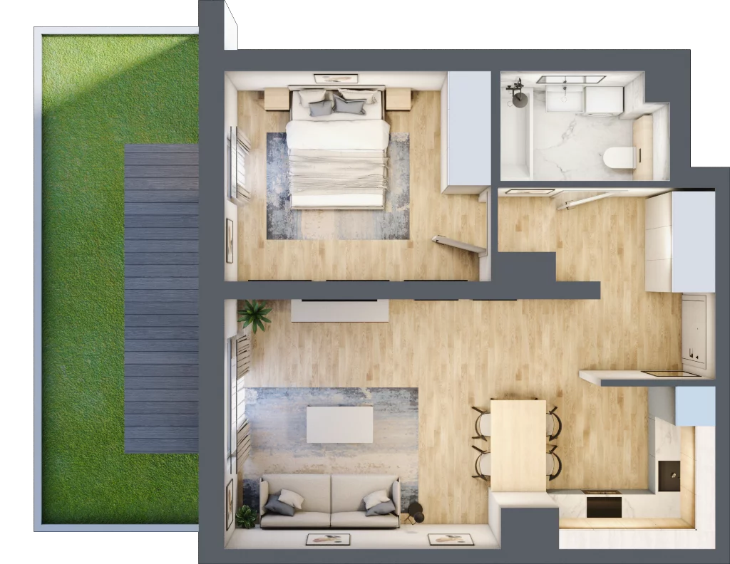 2 pokoje, mieszkanie 49,38 m², parter, oferta nr A/2, Kijowska 17, Warszawa, Praga Północ, Szmulki, ul. Kijowska 17