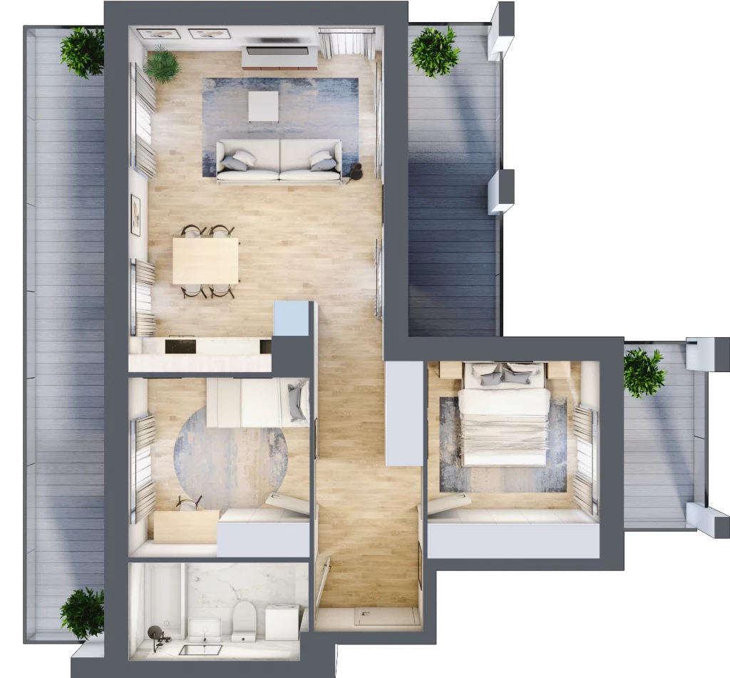 3 pokoje, apartament 59,45 m², piętro 5, oferta nr C13, Dom Hygge Twin, Warszawa, Mokotów, Sielce, ul. Bobrowiecka 4B