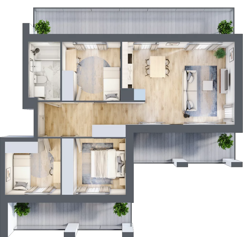 4 pokoje, apartament 67,90 m², piętro 1, oferta nr C1, Dom Hygge Twin, Warszawa, Mokotów, Sielce, ul. Bobrowiecka 4B