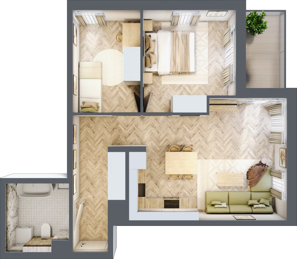 3 pokoje, mieszkanie 54,93 m², piętro 2, oferta nr A-21, Podgórki Tynieckie, Kraków, Dębniki, Sidzina, ul. Podgórki Tynieckie