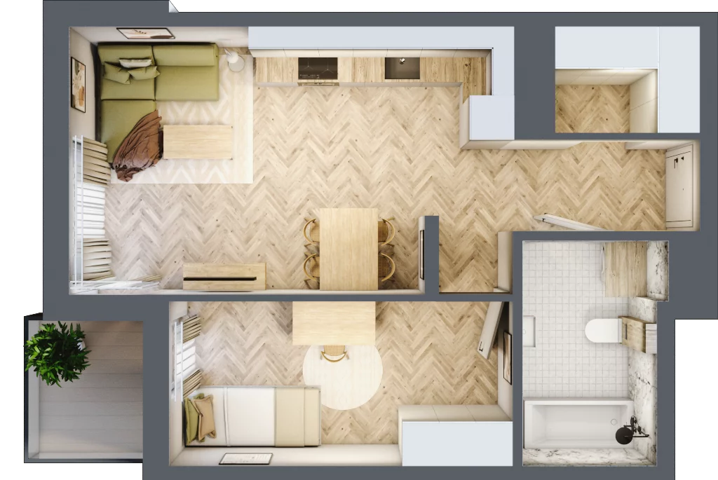 2 pokoje, mieszkanie 43,64 m², parter, oferta nr A-4, Podgórki Tynieckie, Kraków, Dębniki, Sidzina, ul. Podgórki Tynieckie