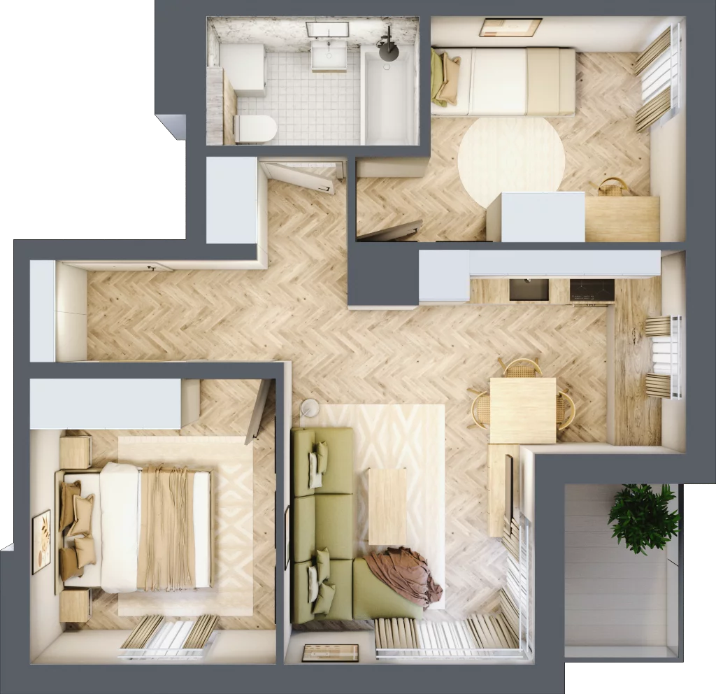 3 pokoje, mieszkanie 46,91 m², parter, oferta nr A-7, Podgórki Tynieckie, Kraków, Dębniki, Sidzina, ul. Podgórki Tynieckie