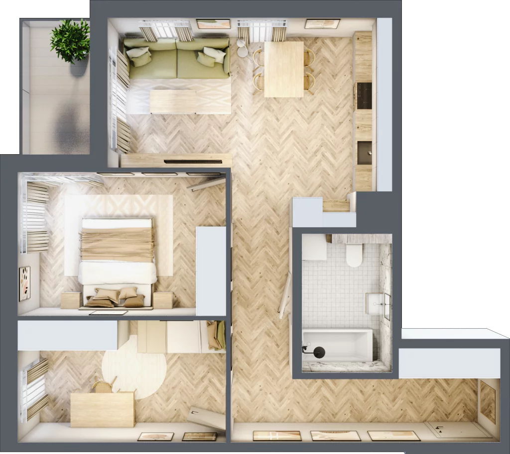3 pokoje, mieszkanie 59,62 m², parter, oferta nr A-2, Podgórki Tynieckie, Kraków, Dębniki, Sidzina, ul. Podgórki Tynieckie