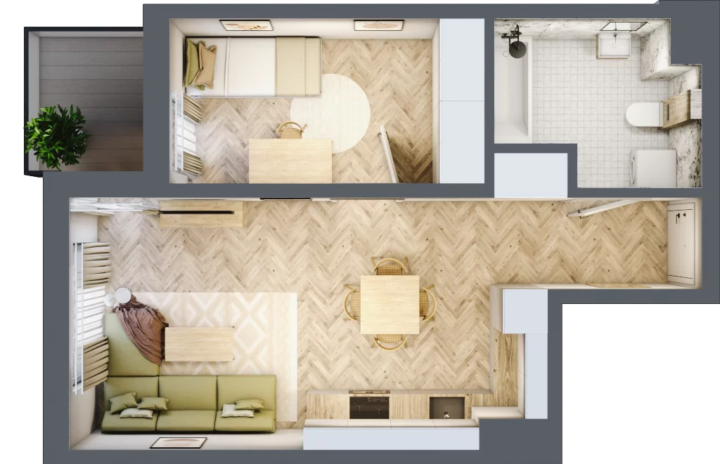 2 pokoje, mieszkanie 39,60 m², piętro 1, oferta nr A-11, Podgórki Tynieckie, Kraków, Dębniki, Sidzina, ul. Podgórki Tynieckie