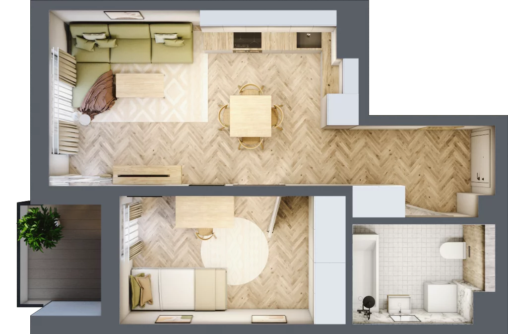 2 pokoje, mieszkanie 39,57 m², piętro 1, oferta nr A-13, Podgórki Tynieckie, Kraków, Dębniki, Sidzina, ul. Podgórki Tynieckie
