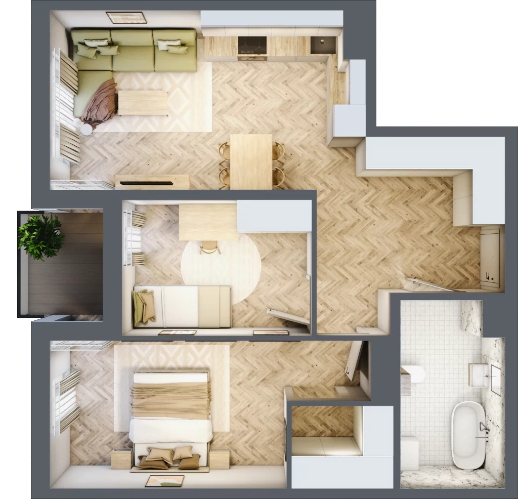 3 pokoje, mieszkanie 62,85 m², piętro 2, oferta nr A-20, Podgórki Tynieckie, Kraków, Dębniki, Sidzina, ul. Podgórki Tynieckie