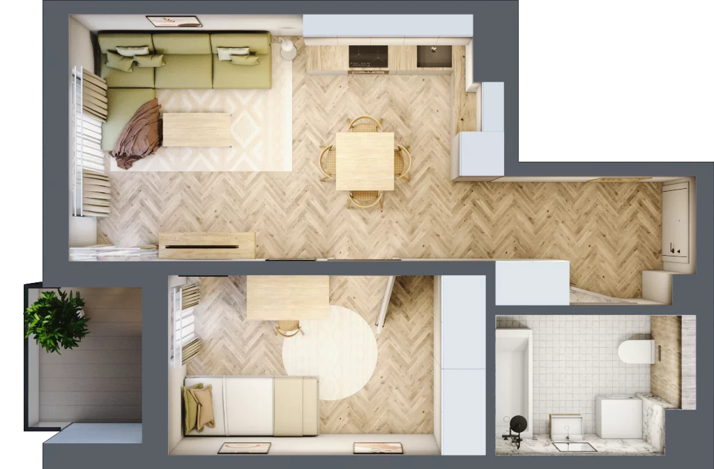 2 pokoje, mieszkanie 39,57 m², parter, oferta nr A-5, Podgórki Tynieckie, Kraków, Dębniki, Sidzina, ul. Podgórki Tynieckie