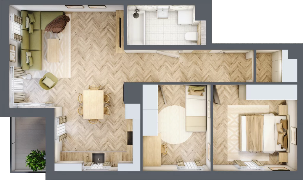 3 pokoje, mieszkanie 61,11 m², parter, oferta nr A-1, Podgórki Tynieckie, Kraków, Dębniki, Sidzina, ul. Podgórki Tynieckie