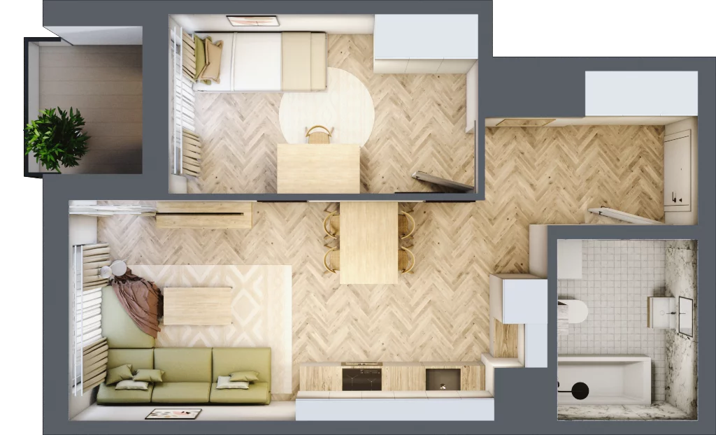 2 pokoje, mieszkanie 38,56 m², parter, oferta nr B-6, Podgórki Tynieckie, Kraków, Dębniki, Sidzina, ul. Podgórki Tynieckie