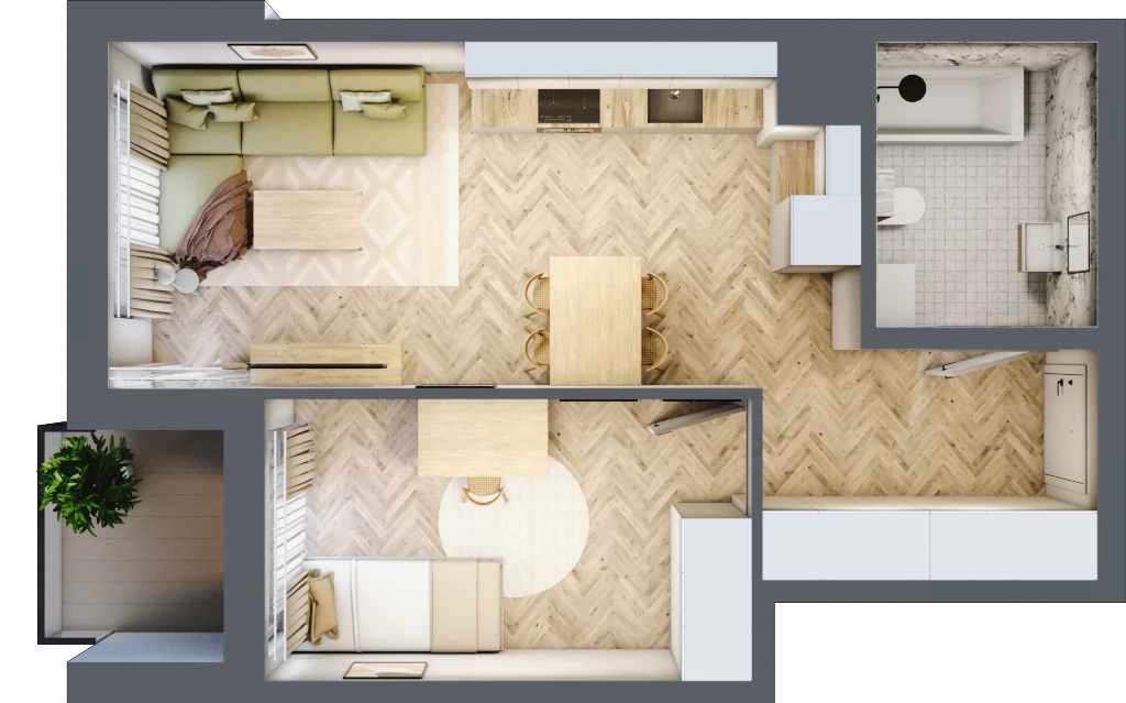 2 pokoje, mieszkanie 39,11 m², parter, oferta nr B-4, Podgórki Tynieckie, Kraków, Dębniki, Sidzina, ul. Podgórki Tynieckie