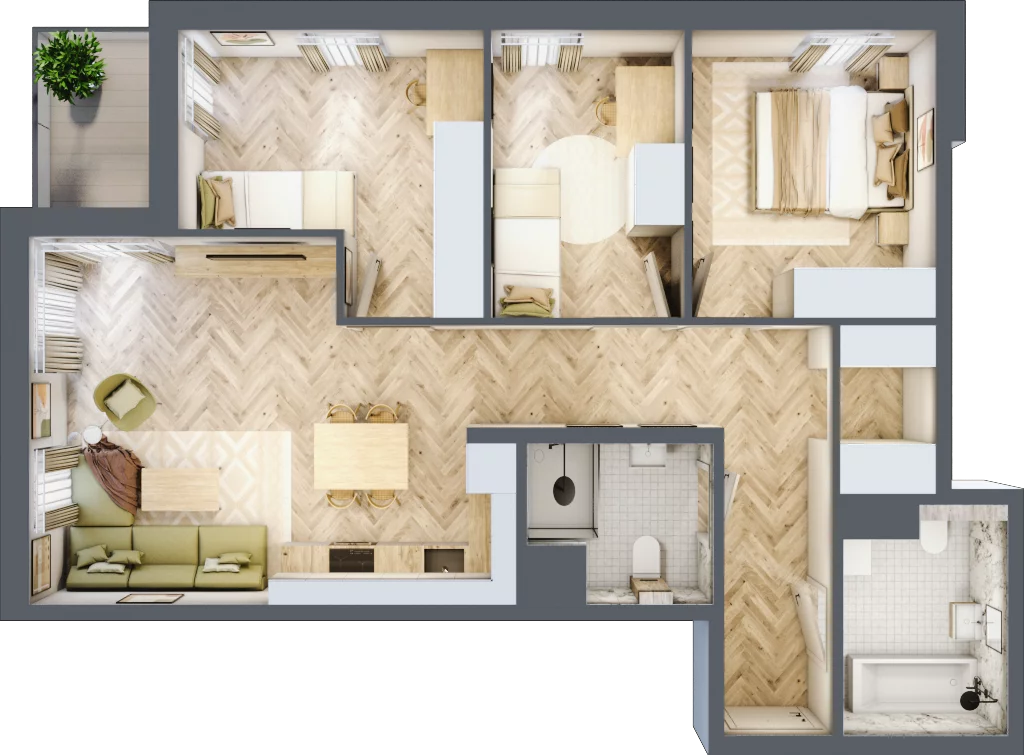 4 pokoje, mieszkanie 73,78 m², piętro 2, oferta nr B-21, Podgórki Tynieckie, Kraków, Dębniki, Sidzina, ul. Podgórki Tynieckie