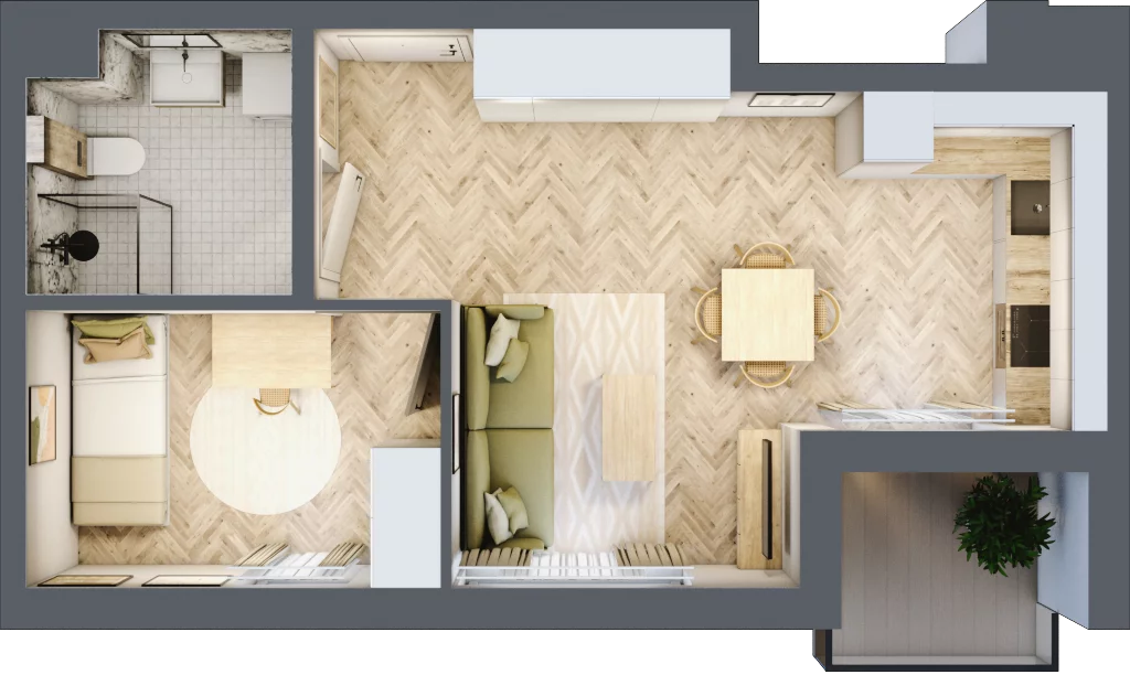 2 pokoje, mieszkanie 37,91 m², parter, oferta nr B-9, Podgórki Tynieckie, Kraków, Dębniki, Sidzina, ul. Podgórki Tynieckie